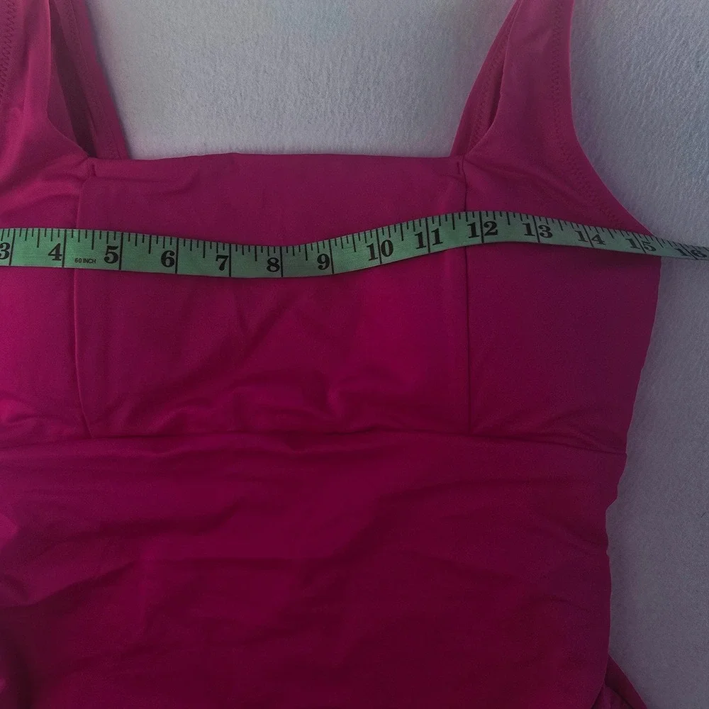 Tommy Bahama 93B NWT Palm Modern Square Neck One Piece Swimsuit Magenta Jewel 14